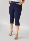 Plus Size Cuffed Stretch Denim Capris