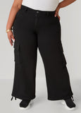 Plus Size Drawstring High Rise Cargo Jeans