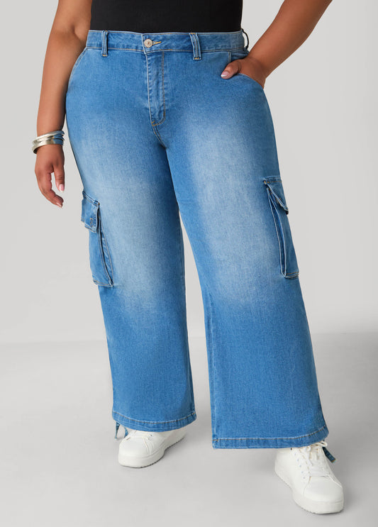 Plus Size Drawstring Cargo Jeans