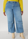 Plus Size Drawstring Wide Leg Jeans