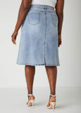 Crochet Paneled Denim Skirt