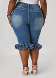 Zipper Trimmed Denim Capris