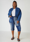 Frayed Patchwork Denim Capris