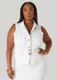 Plus Size Denim Cargo Vest