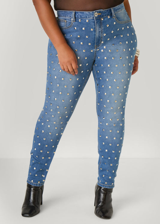 Plus Size Studded Skinny Jeans