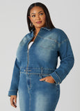 Cropped Zip Front Denim Jacket