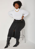 Stretch Denim Cargo Maxi Skirt