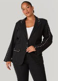 Plus Size Studded Denim Blazer