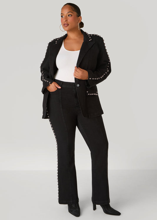 Plus Size Studded Straight Leg Jeans