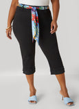 Plus Size Scarf Belt Denim Capris