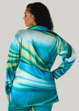 Wave Print Satin Shirt