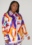 Abstract Print Satin Shirt