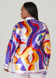 Abstract Print Satin Shirt