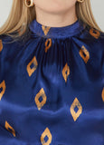 Diamond Print Satin Blouse
