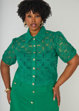 Plus Size Cropped Shirt Plus Size Mesh Top Matching Two Piece Set