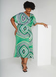 Plus Size circle print satin blouse plus size fashion tops two piece set