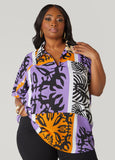 V Neck Tropical Print Shirt