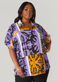 V Neck Tropical Print Shirt