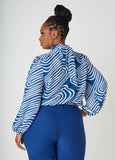 Tie Neck Wavy Print Blouse