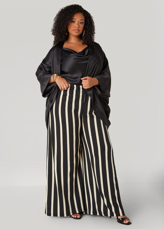 Plus Size Satin Kimono