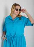 Plus Size Tie Front Cotton Shirt