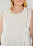 Embroidered Cotton And Linen Top