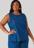 Plus Size Embroidered Cotton And Linen Top