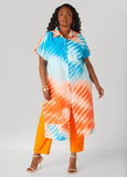 Plus Size Tie Dyed Cotton Duster Shirt