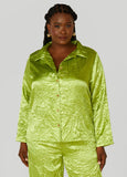 Plus Size Crinkled Satin Shirt