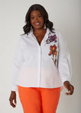 Plus Size Iris Print Poplin Shirt