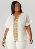 Plus Size Embroidered Eyelet Top