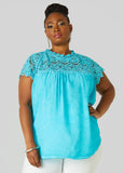 Plus Size Crochet Paneled Blouse