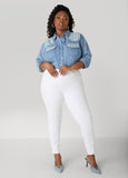 Plus Size Denim Shirt Plus Size Two Tone Jean Shirt Light Wash Denim