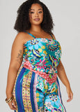 Plus Size Shirred Scarf Satin Top