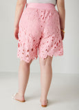 Belted Floral Lace Shorts