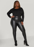 Plus Size Faux Leather Leggings High Waist Stylish Black Leather Pants