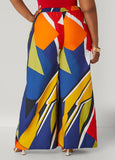 Face Print Wide Leg Pants
