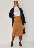 Faux Suede Midi Skirt