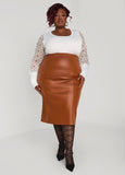 Faux Leather Midi Pencil Skirt