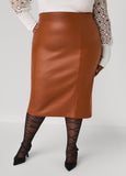 Plus Size Faux Leather Midi Pencil Skirt