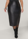 Plus Size Midi Faux Leather Skirt