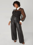 Pintucked Faux Leather Pants