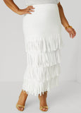 Plus Size Fringed Maxi Skirt