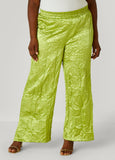 Plus Size Crinkled Satin Split Hem Pants