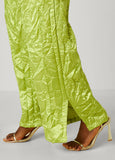 Crinkled Satin Split Hem Pants