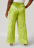 Crinkled Satin Split Hem Pants