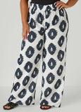 Ikat Print Wide Leg Pants