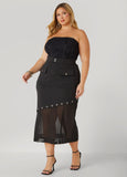 Asymmetric Mesh Paneled Skirt