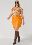 Belted Faux Leather Mini Skirt