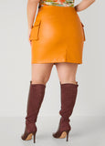 Belted Faux Leather Mini Skirt